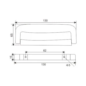 Pega giratória para mala de 130 mm com acessórios cromados