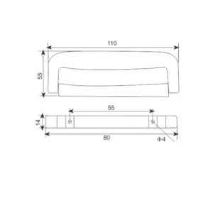 Briefcase swivel handle with black fittings