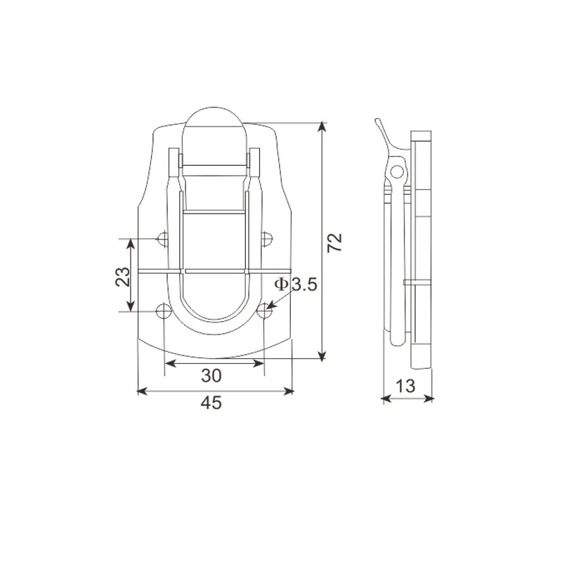 72x45mm loquet de tirage FS-1002 sur une boîte à pêche