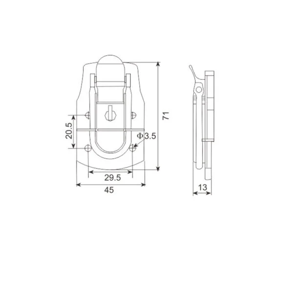 Fayshing 71*45mm Lockable Draw Latch FS-1005 - Imagen 2