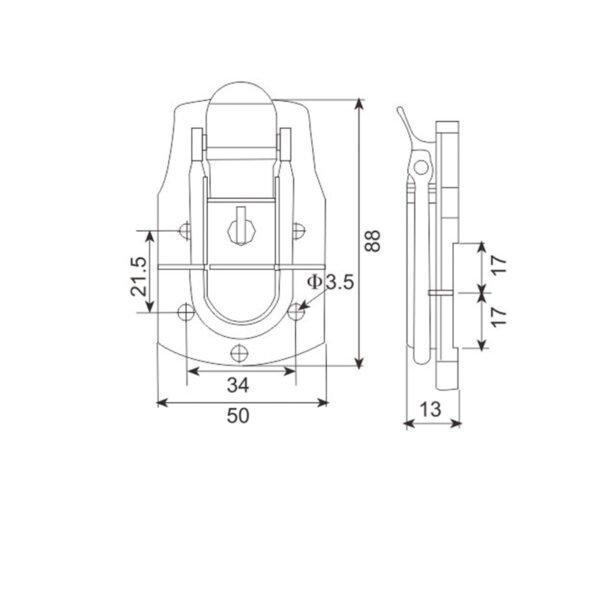 Fayshing 88*50mm Large Lockable Draw Latch FS-1013 – Image 2