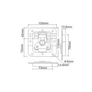 Fecho de torção tipo borboleta com mola média e anel de cadeado