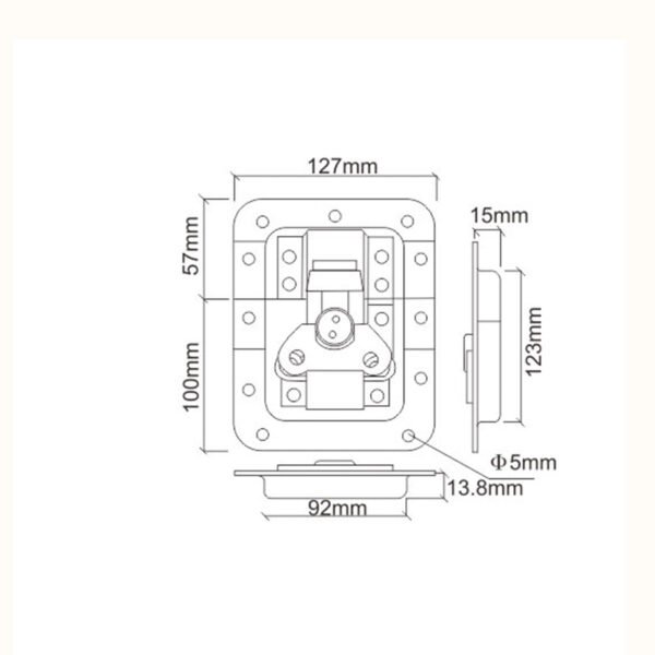 157x127mm Large Recessed Butterfly Twist Latch in Offset Dish FS-1114 - Imagen 2