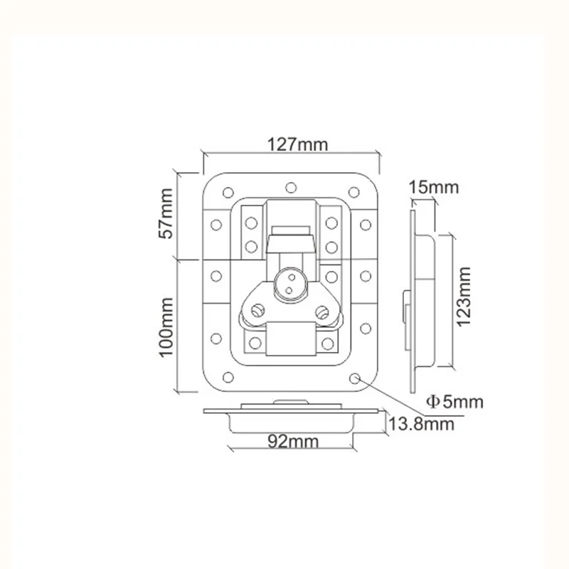 Gran pestillo giratorio de mariposa empotrado en plato desplazado