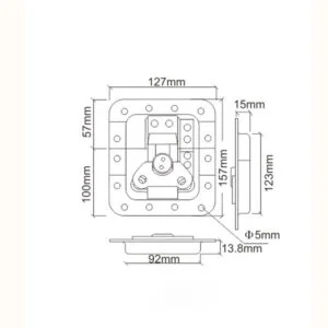 FS1211 Cierre giratorio de mariposa empotrado grande con desplazamiento 6 Gran pestillo giratorio de mariposa empotrado con plato desplazado y función de candado