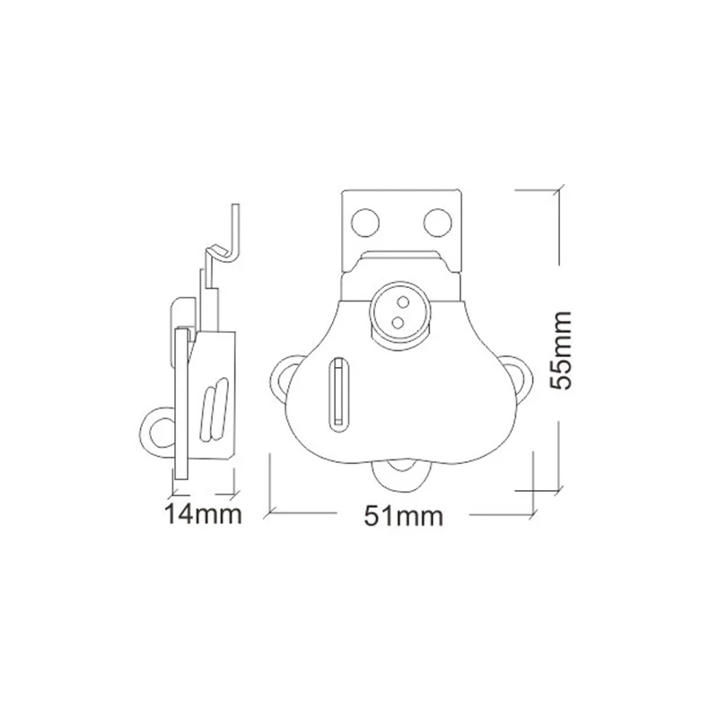 Loquet papillon cadenassable à ressort pour montage en saillie FS1124 2 Loquet papillon cadenassable à ressort pour montage en surface