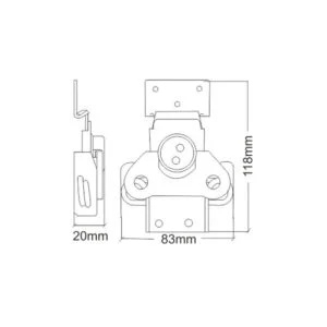 Grand loquet papillon à ressort pour montage en saillie, avec gardien