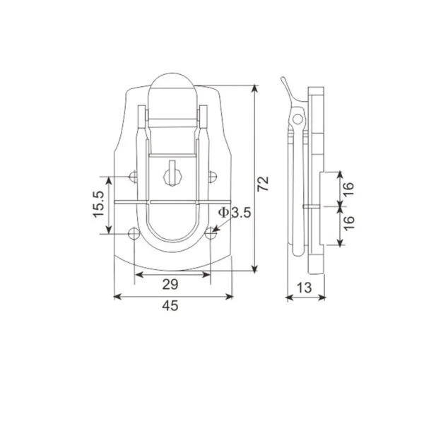 72x45mm lockable draw latch FS-1139 on a cabinet