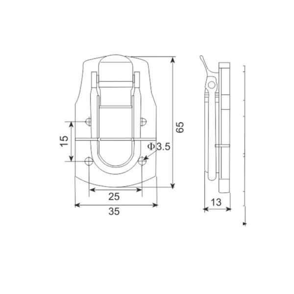 Small Briefcase Draw Latch with Padlock Ring FS-1141 - Image 2