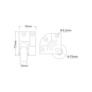 4-inch zinc alloy right angle caster wheel with edge covering