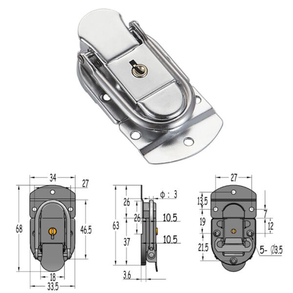 Lockable Briefcase Latch Hasp FS-1017 Size