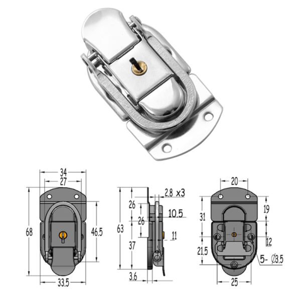 Lockable Briefcase Latch Hasp FS-1023 Size