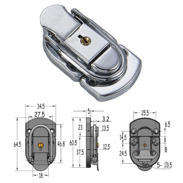 Lockable Briefcase Latch Hasp FS-1029 Size
