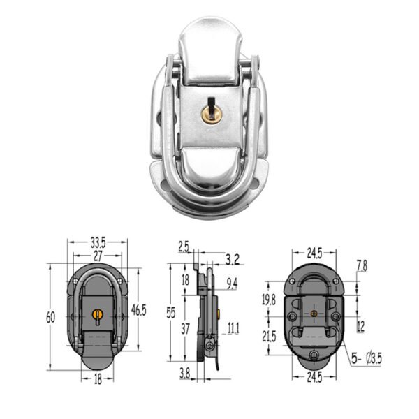 Lockable Briefcase Latch Hasp FS-1035 Size