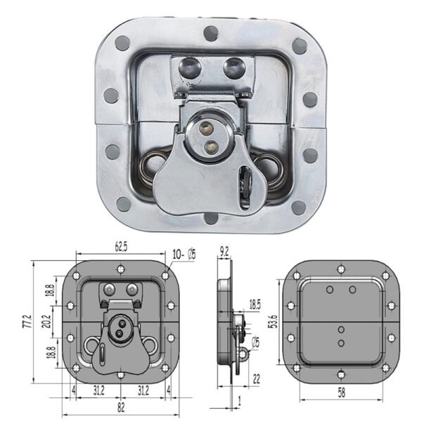 82x77mm Small Recessed Butterfly Twist Latch with Padlockable Feature FS-1105 - Imagen 2