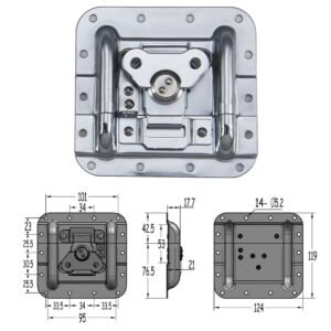 Loquet papillon à double renflement avec cadenas FS1107 Dessin CAO