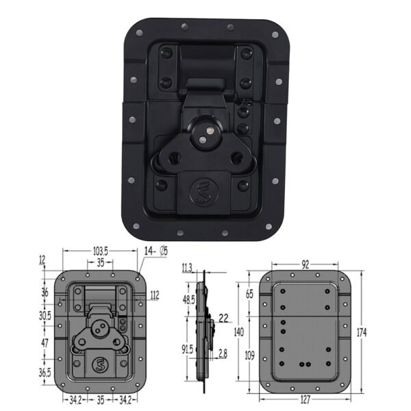 FS1211 Large Recessed Butterfly Twist Latch with Offset Size