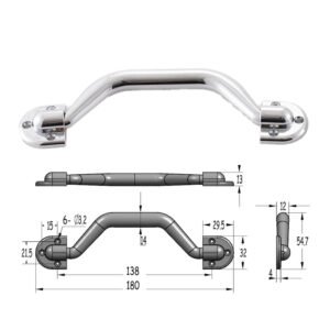 180mm Chrome Surface Mount Tubular Handle FS-2020 Size