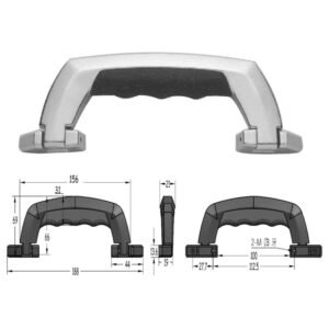 Silberne Aktentasche mit Drehgriff und schwarzem Griff FS2027