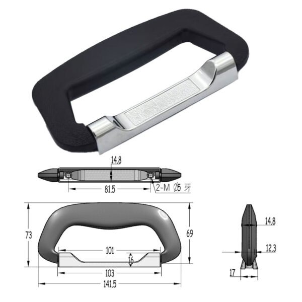 5.5" Briefcase Swivel Handle with Chrome Fittings FS2028 Size