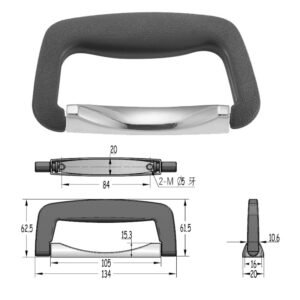 134 × 62mm Poignée pivotante pour porte-documents avec raccords chromés FS-2031