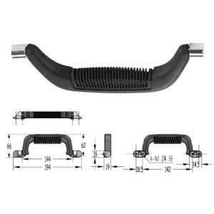 Pasta de plástico preta grande com pega giratória e punho antiderrapante com encaixes prateados FS-2037 Tamanho