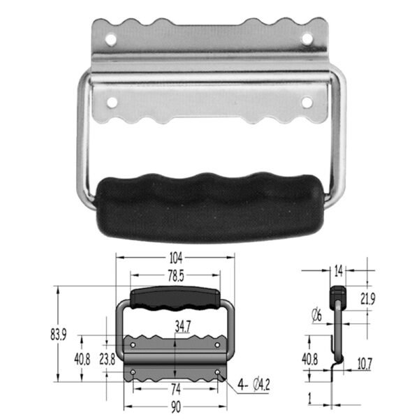 4" Medium Rubber Grip Surface Handle without Spring FS-2051