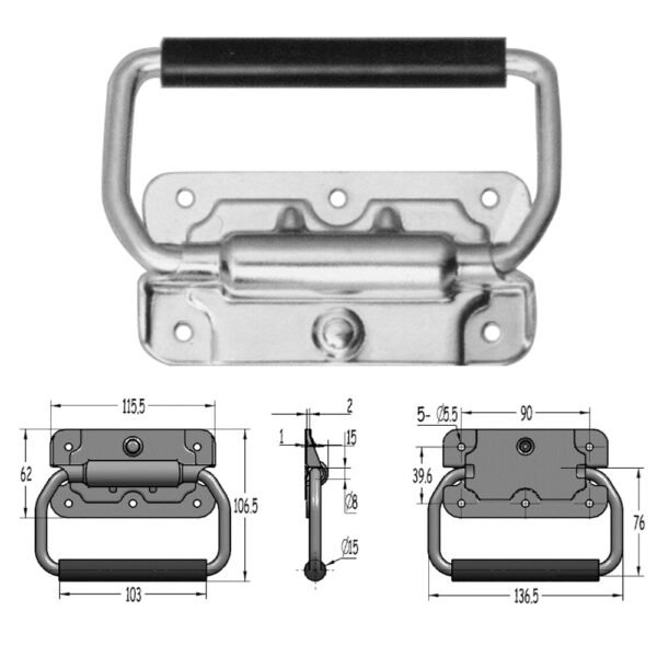 137 × 104mm Large Rubber Grip Surface Handle with Spring FS-2052 Size