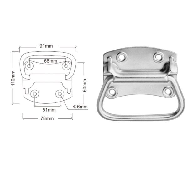 4 Mounting Holes Small Chest Handle FS-2057 Size