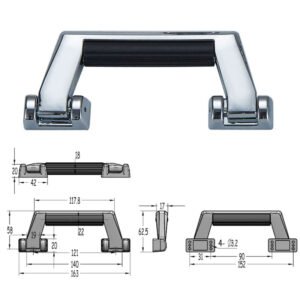 Silberne Aktentasche mit Drehgriff und schwarzem Ledergriff FS2073