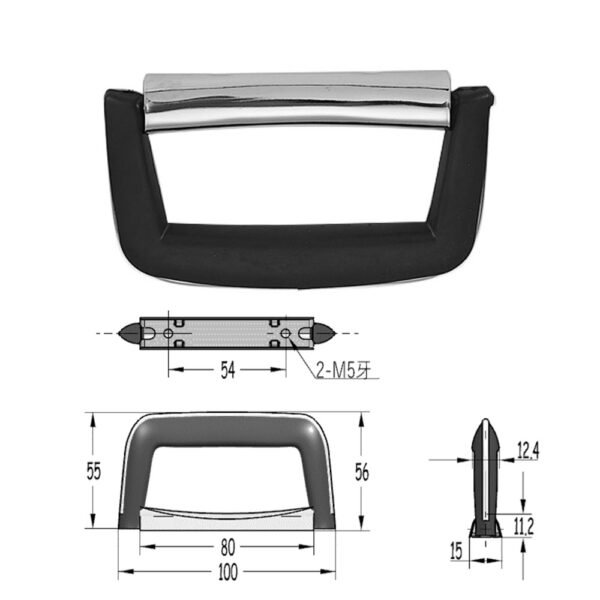 100mm Briefcase Swivel Handle with Chrome Fittings FS-2075 Size