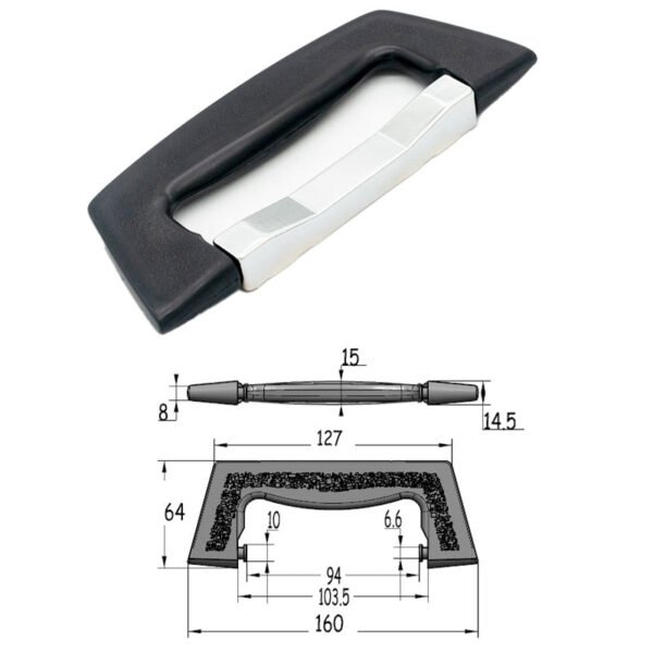 160 × 64mm Plastic Black Briefcase Handle FS2083