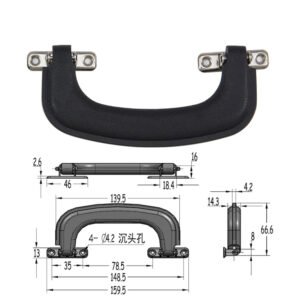 160 мм черная поворотная ручка для портфеля с хромированной фурнитурой FS-2085 Размер