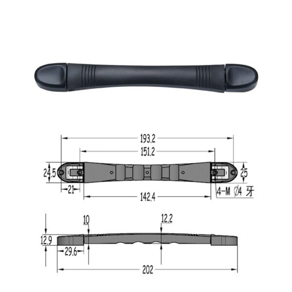 8" Black Luggage Strap Handle With Black Steel End Cap FS-2104 - Imagem 2