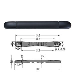 208mm Negro Correa de equipaje mango con tapa de acero FS-2105 Tamaño