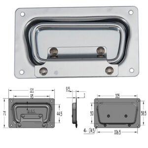 Small recessed handle without spring on a white background