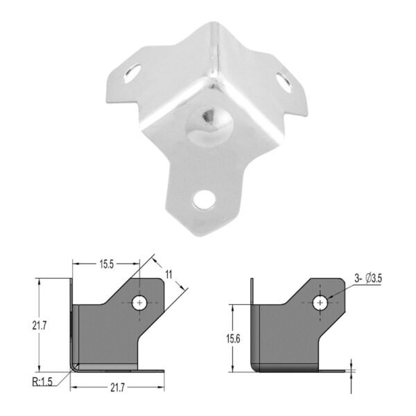 Fayshing small 3 legs flat corner FS3117 Size