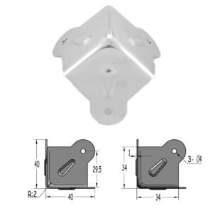 34mm Three-hole Flat Corner with Raised Point FS3124 Size